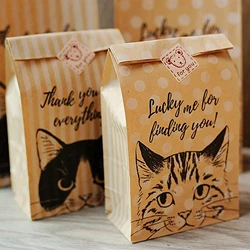 Cat Kraft bag,Wedding Party Favor Treat Buffet Bag,Candy Cookie Bread Nuts Bag For Biscuits Snack Baking Package bag 10pcs/lot