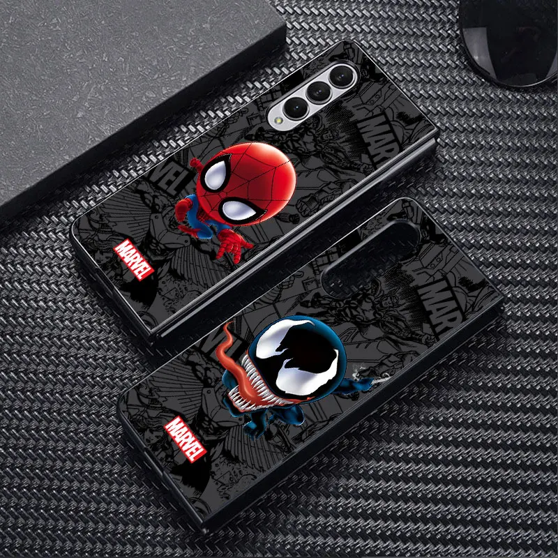 Marvel Hero Ironman Spiderman Phone Case for Samsung Galaxy Z Fold6 ZFold4 Z Fold5 5G Z Fold3 Z Fold4 5G Black Shockproof Cover