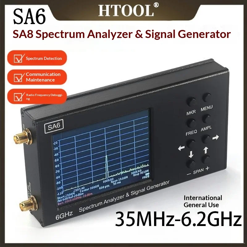 SA6/SA8 Spectrum Analyzer 35-6200MHz Handheld Portable RF Wireless Signal Testing Instrument