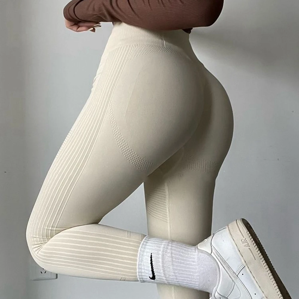 Nahtlose Yoga-Hose für Damen, Fitnessstudio, Sportkleidung, dehnbar, hohe Taille, sportliche Übung, Fitness-Leggings, Sport-Activewear-Leggings