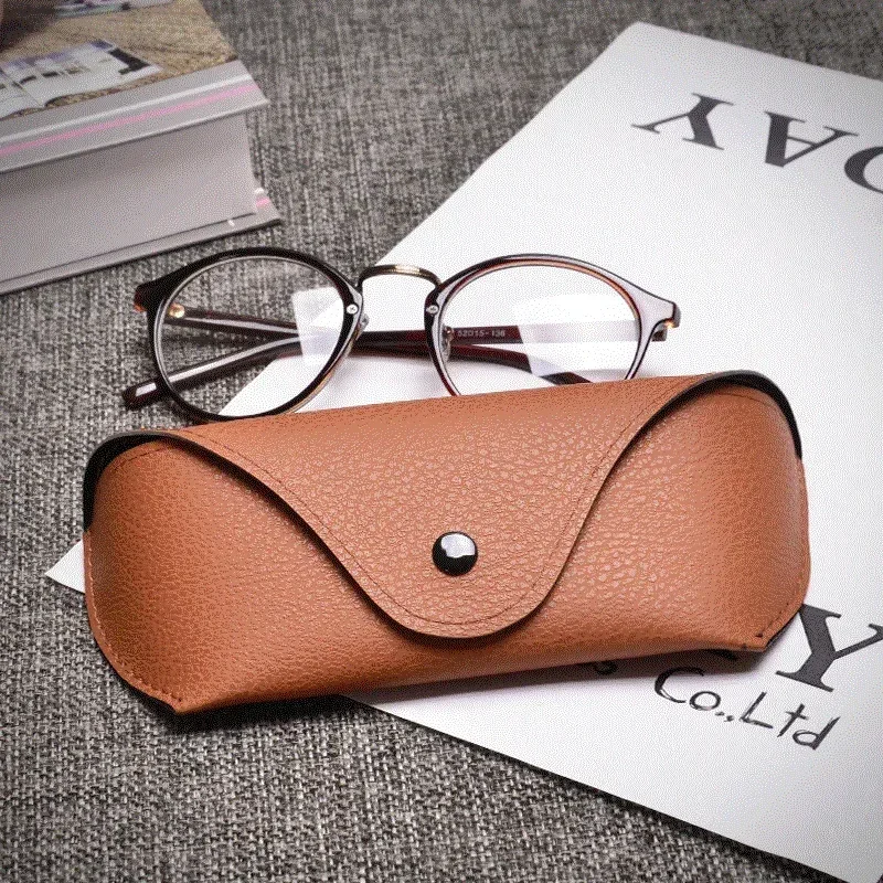 Durable Leather Eye Glasses Sunglasses Hard Case Convenient Lightweight Protector Box Solid Color Pouch Bag Easy To Carry