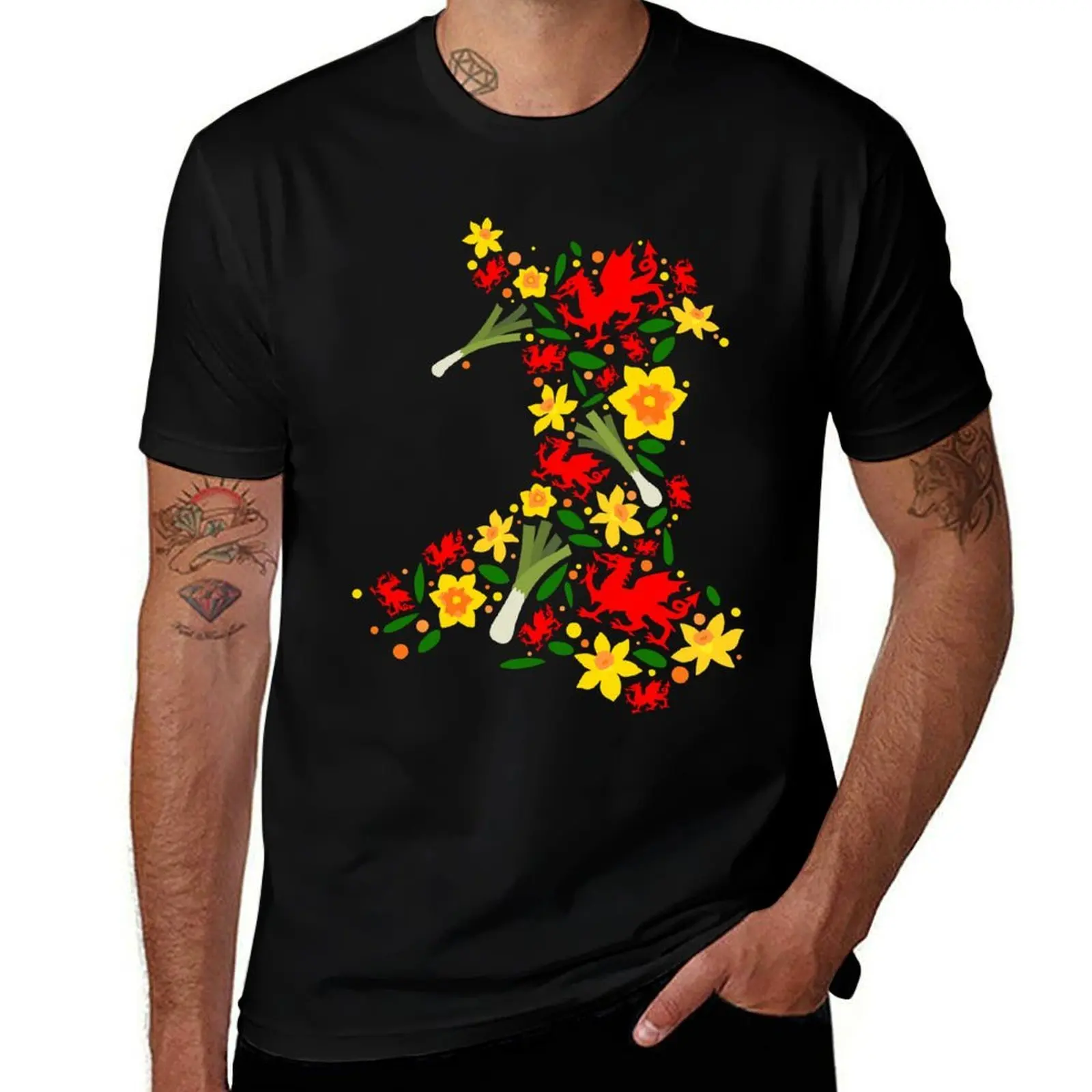 

Wales Map Welsh Dragon Daffodils Leeks Cymru St Davids Day T-Shirt funny t shirts dark humor T-Shirt