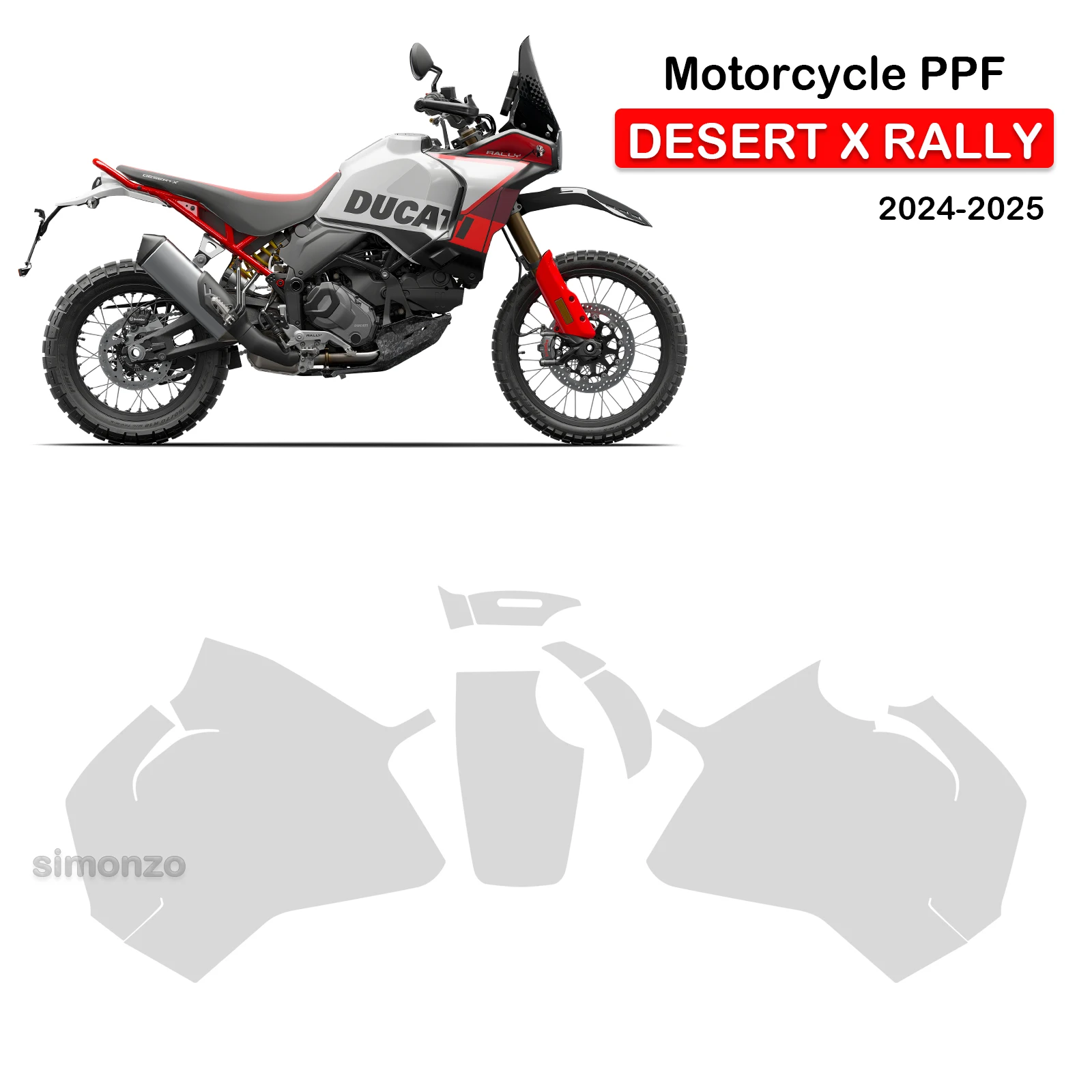 Fits Desert X Rally PPF Protection For Ducati TPU Protector Motorcycle Fairing Protection DESERT X RALLY Invisible Film 24-25