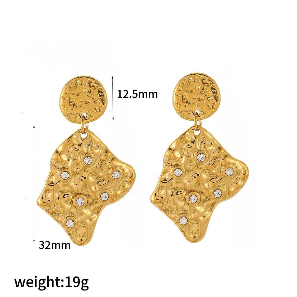 الفولاذ المقاوم للصدأ الذهب الملمس زهرة مايكرو مطعمة اللون الزركون أقراط للنساء مجوهرات يومية مبالغ فيها