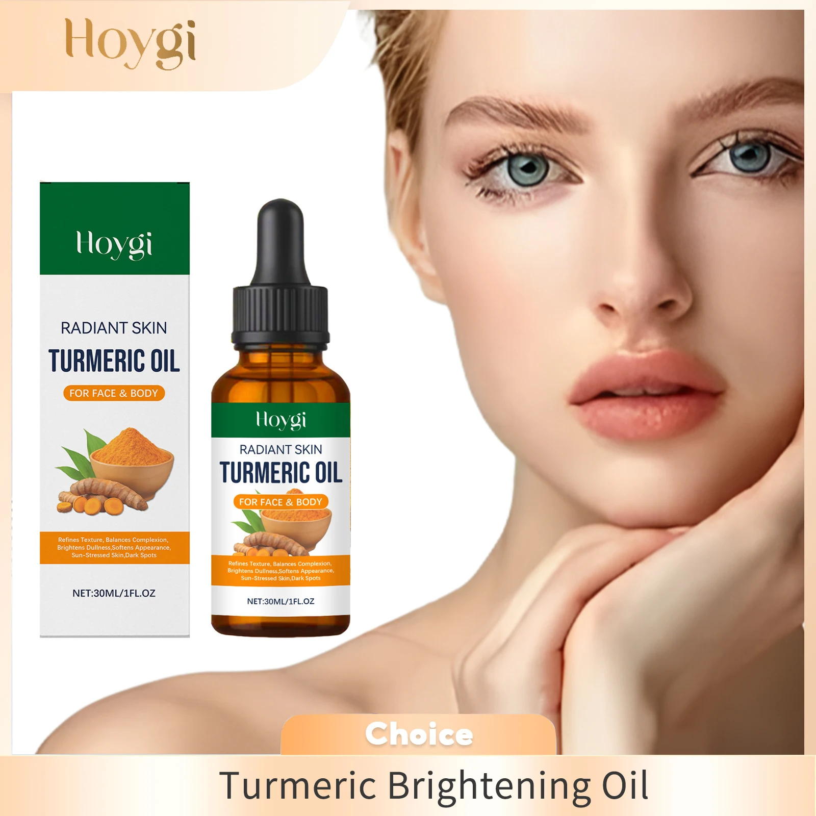 Turmeric Oil for Face Body Fade Black Spots Brighten Dullness Skin Lightweight Moisturizing Nourishing Anti-Oxidation Skin Care