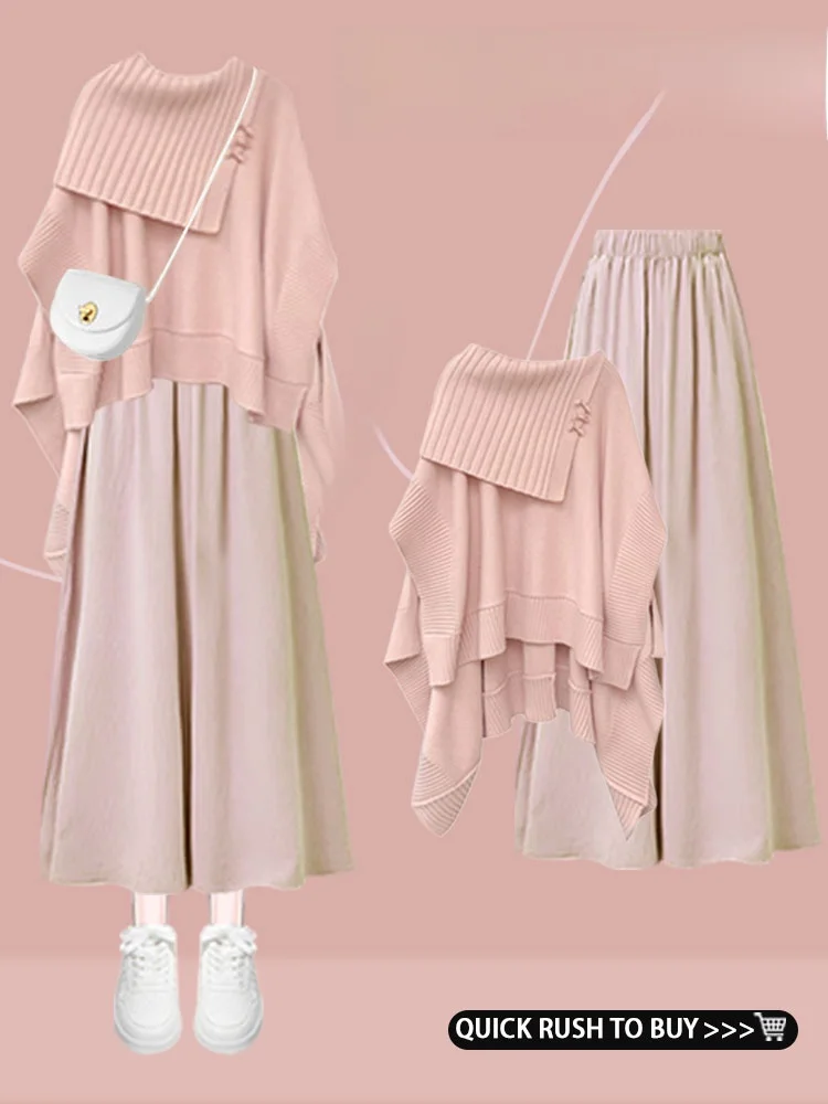 

Dopne Knitted oulder Wrap Women's Autumn Winter Outerwear Cowl Ne Loose Fit Korean Sle High Waist Color Skirt ...