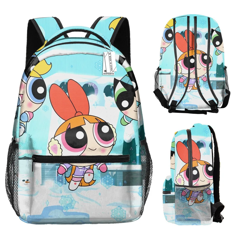 كارتون مضحك The Powerpuff الفتيات طالب الكتب حقيبة ظهر للكمبيوتر المحمول ثلاثية الأبعاد مطبوعة أكسفورد مقاوم للماء بنين/بنات حقيبة ظهر للسفر #5