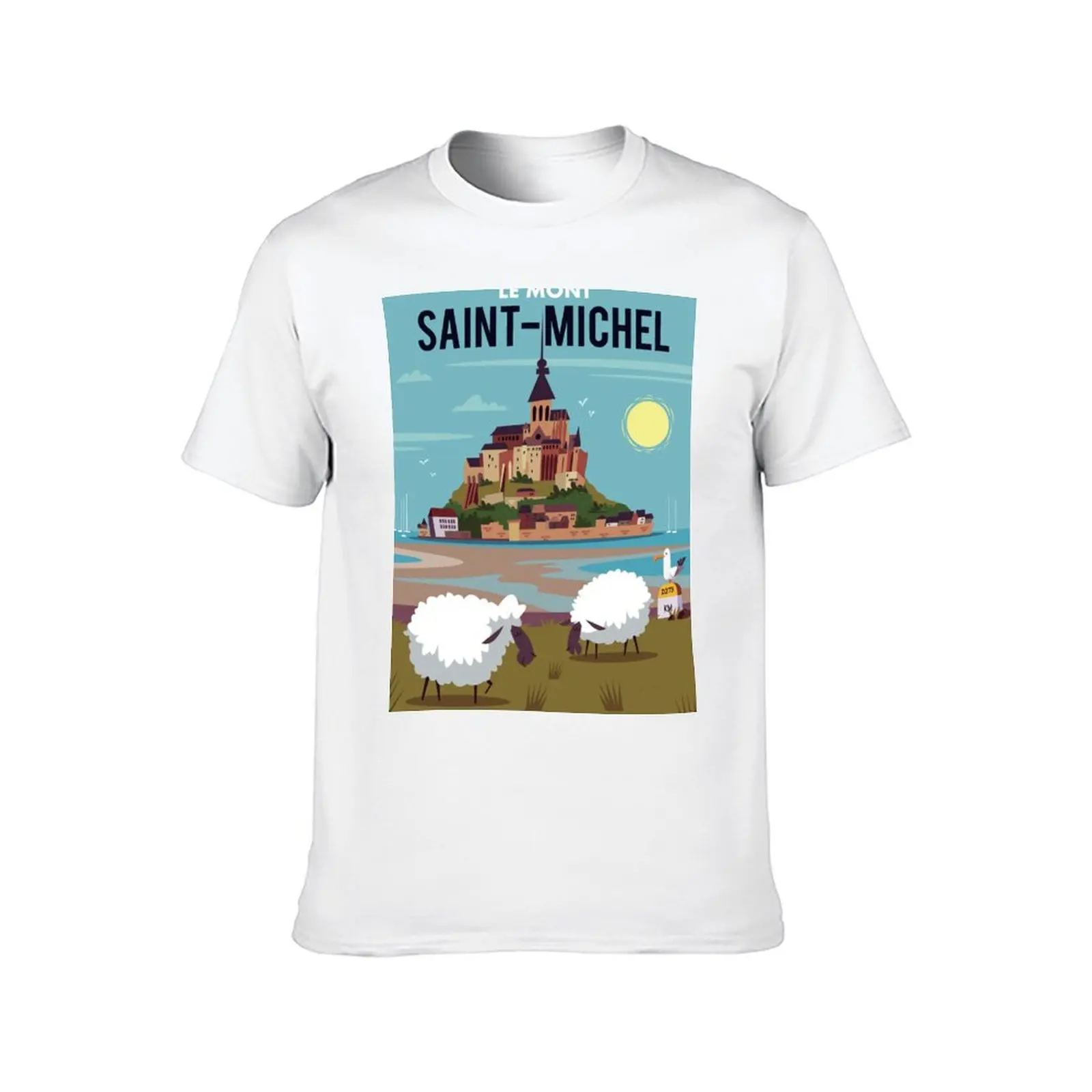 تي شيرت Le قطن لحزمة ميشيل تي مطبوع عليه ملصق Saint تي شيرت رجالي Mont