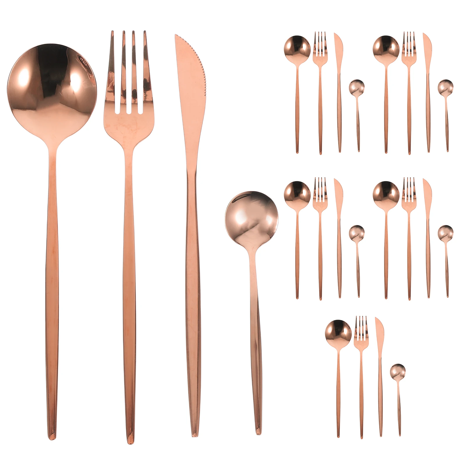 

6 Sets Stainless Steel Cutlery Kitchen Supplies Forks and Spoons Dessert Culinary Decorating 24 Piece