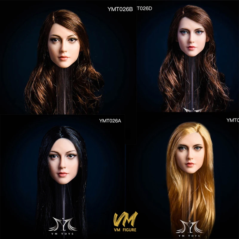 

YMT026 1/6 Anna Blue Eyes Brown Hair Head Sculpt Carving Model Fit 12'' Female Wheat Suntan Soldier Action Figure Doll In Stock