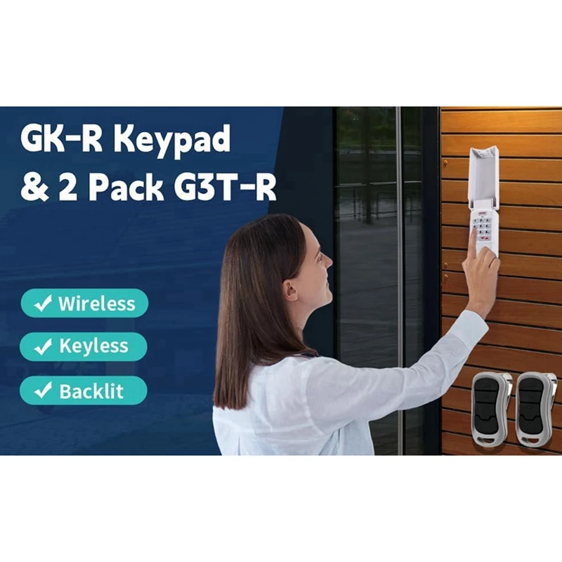 GK-R Garage Door Opener Keypad And 2 Pack G3T-R 3-Button Remote, For Genie Intellicode Technology And Overhead Opener