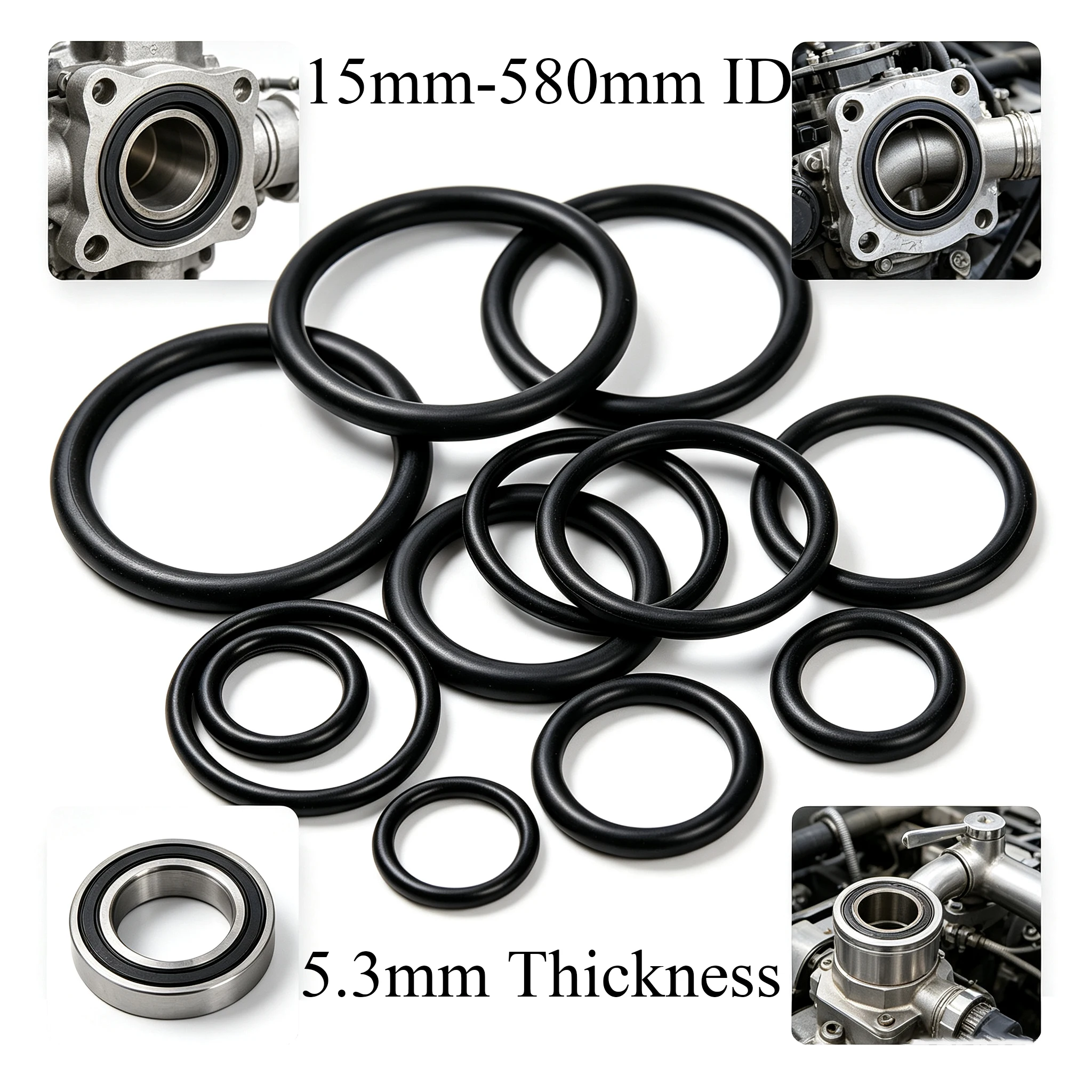 5,3 mm Dicke CS 15/25/30-580 mm Innendurchmesser Schwarze NBR Nitrilkautschuk Runde Dichtung O-Ring Dichtung