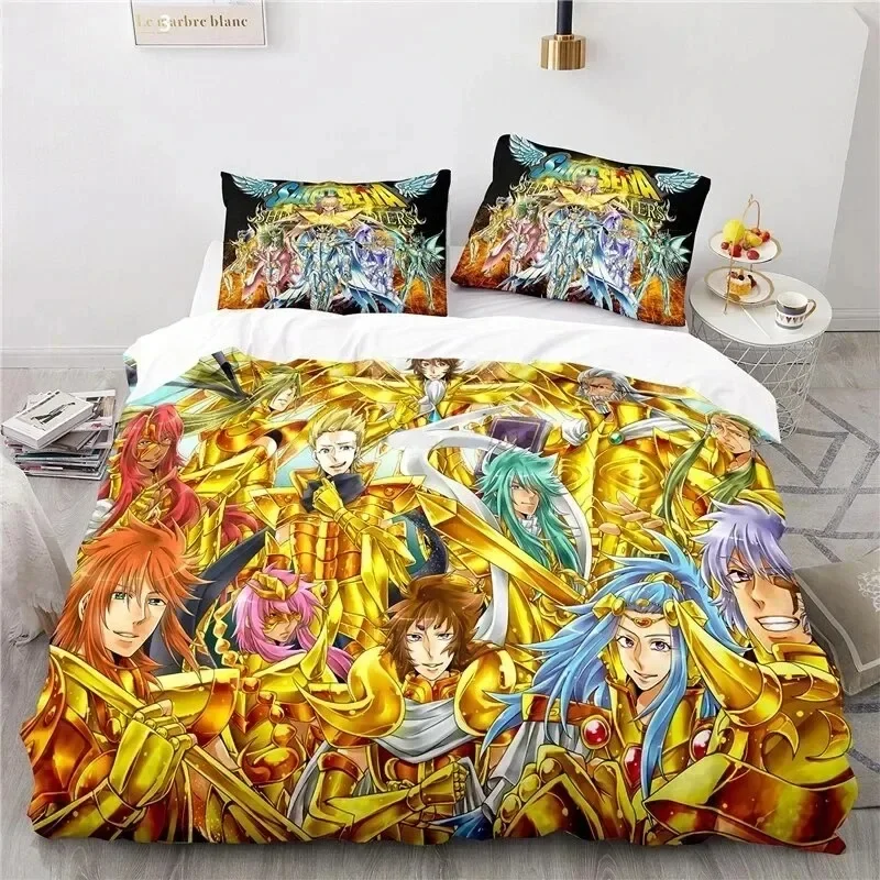 Anime Saint Seiya LOST CANVAS Bedding Set Duvet Cover Bed Set Quilt Cover Pillowcase Comforter king Queen Size Boys Adult