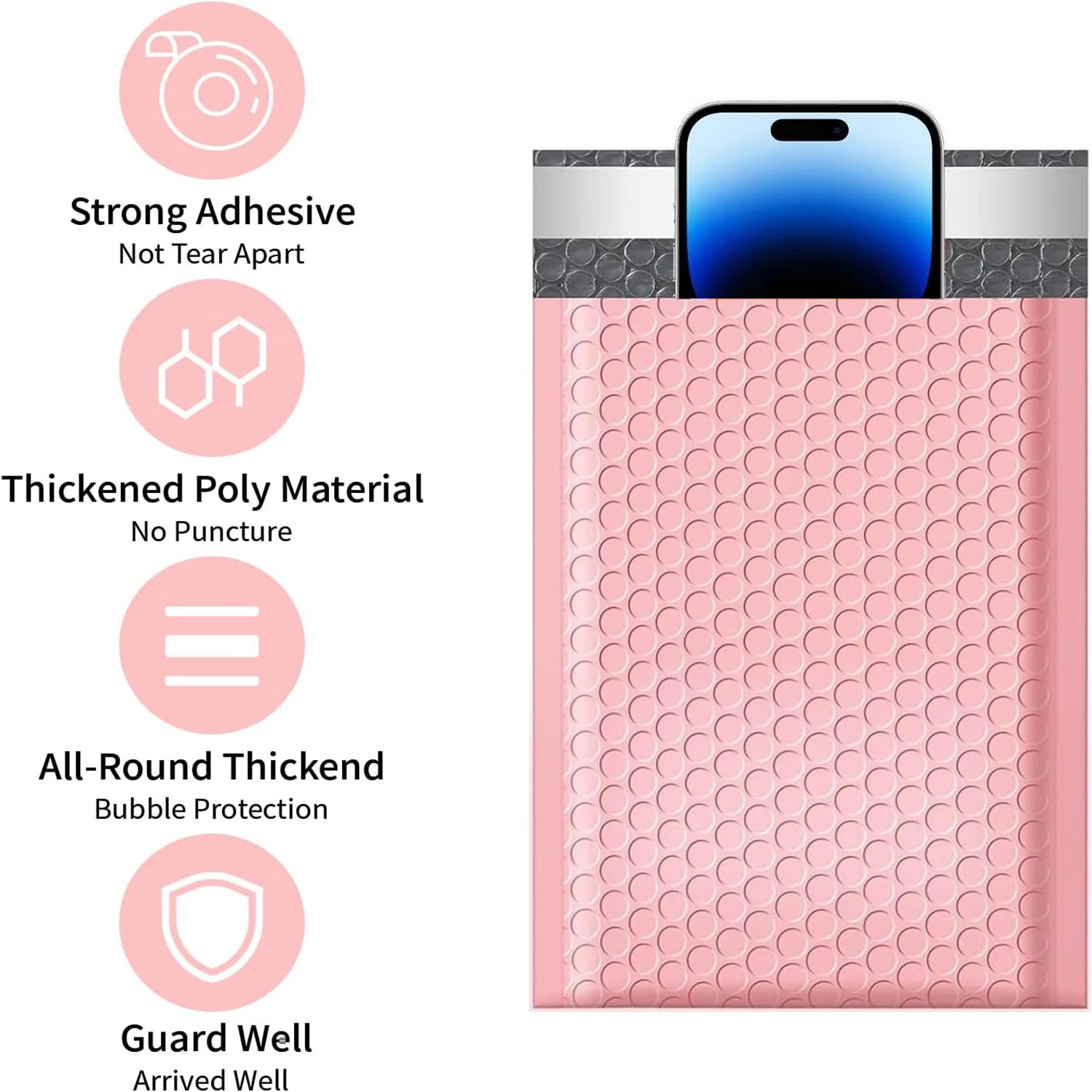 50Pcs Pink Poly Bubble Mailers Padded Envelopes Self Seal Padded Envelopes Gift Bags Black Packaging Envelope