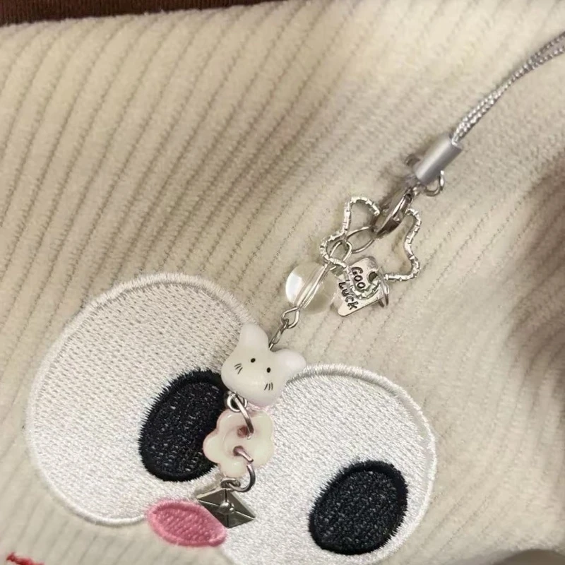 

Модный брелок для телефона в стиле Ins с милым кроликом, подвеской в виде цветка и звезды, кавайный бисерный ремешок-антипотеряшка, универсальный аксессуар для сумок и ключей