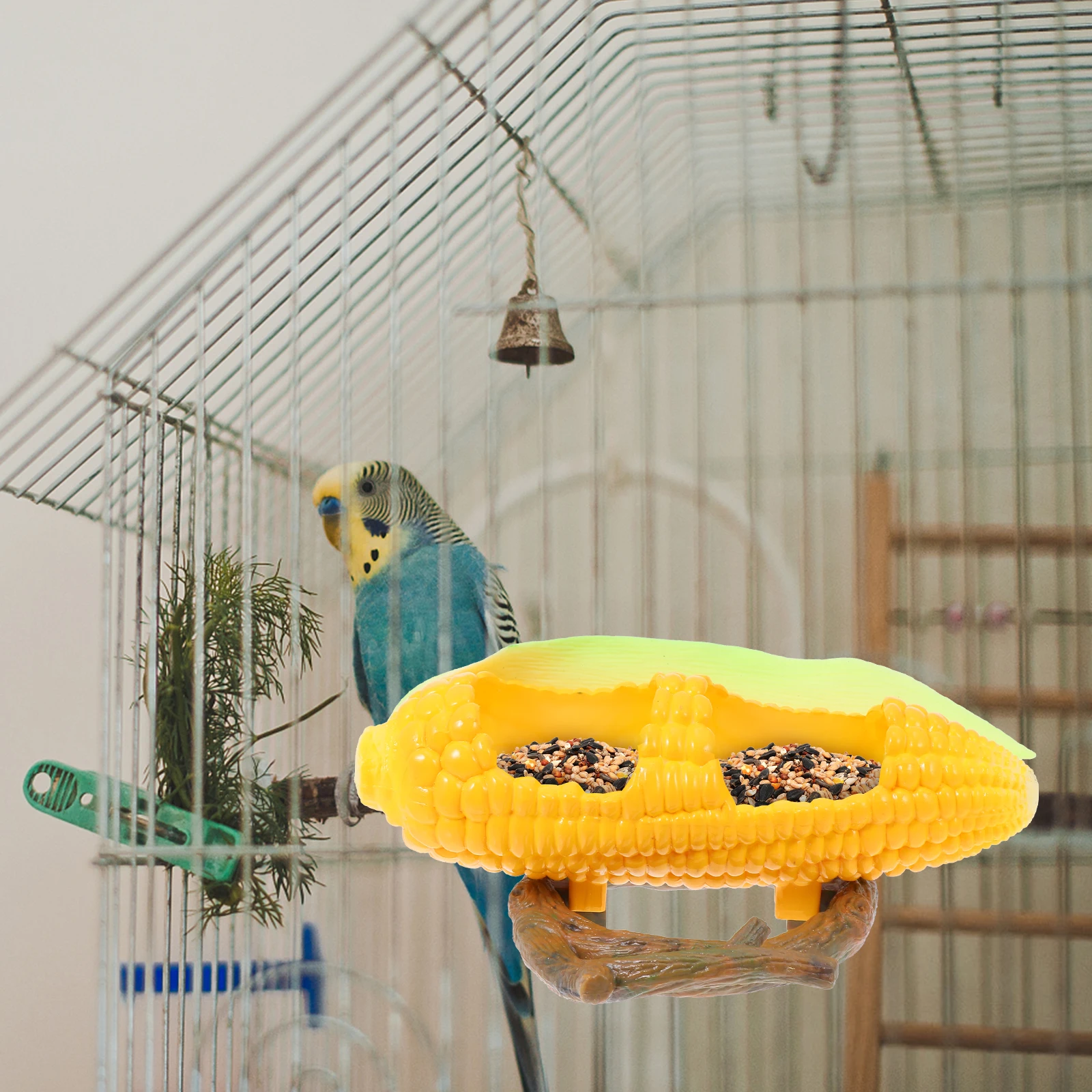 

Pet Birds Feeder Bowl Parrot Feeding Box Accessories Water Dispenser Yellow Plastic Container