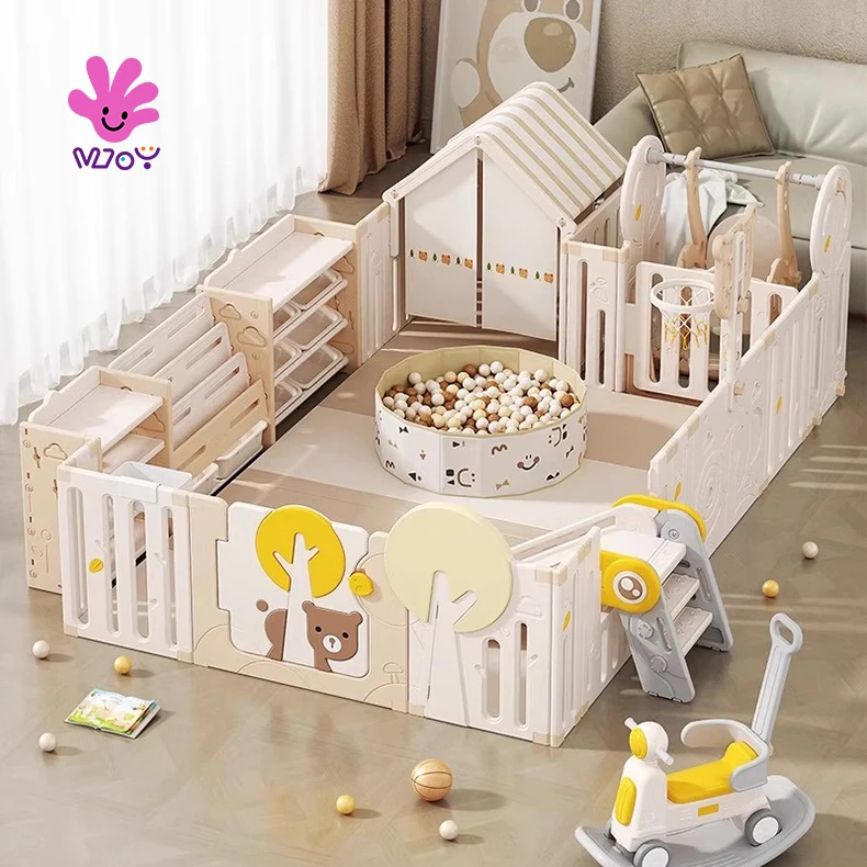 

Детский манеж-ограждение для кровати в виде мультяшной мебели с качелями, горкой и матом для игр, для дома и детской комнаты