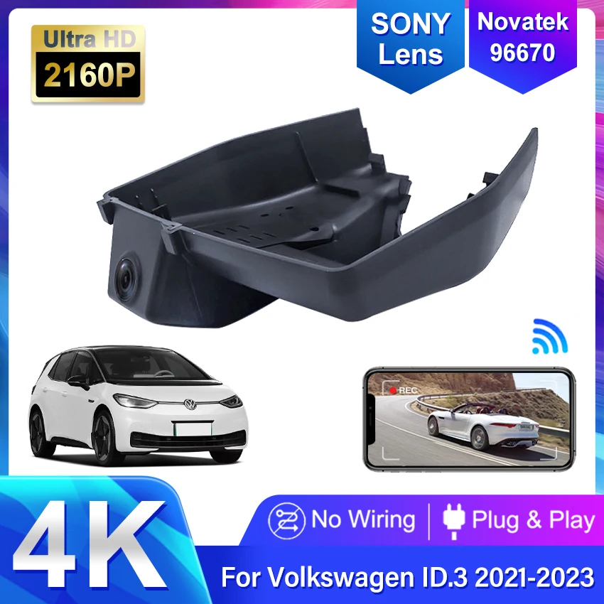 4K HD 2160P Plug and play Car DVR Video Recorder Dash Cam Camera For Volkswagen ID3 ID.3 2022 2023 High quality UHD Night vision