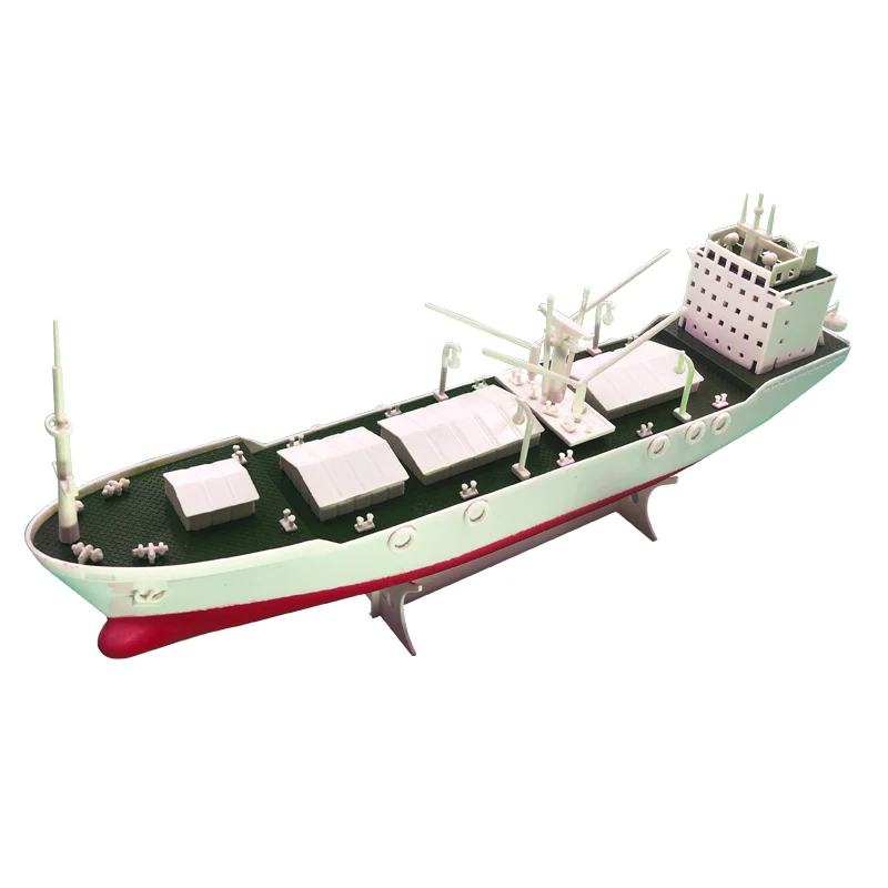 DIY Electric Boat Plastic Assembly Qingyun Rainbow Cargo Ship Yuan Wang-class Tracking Ship Model Ship Children\'s Toys