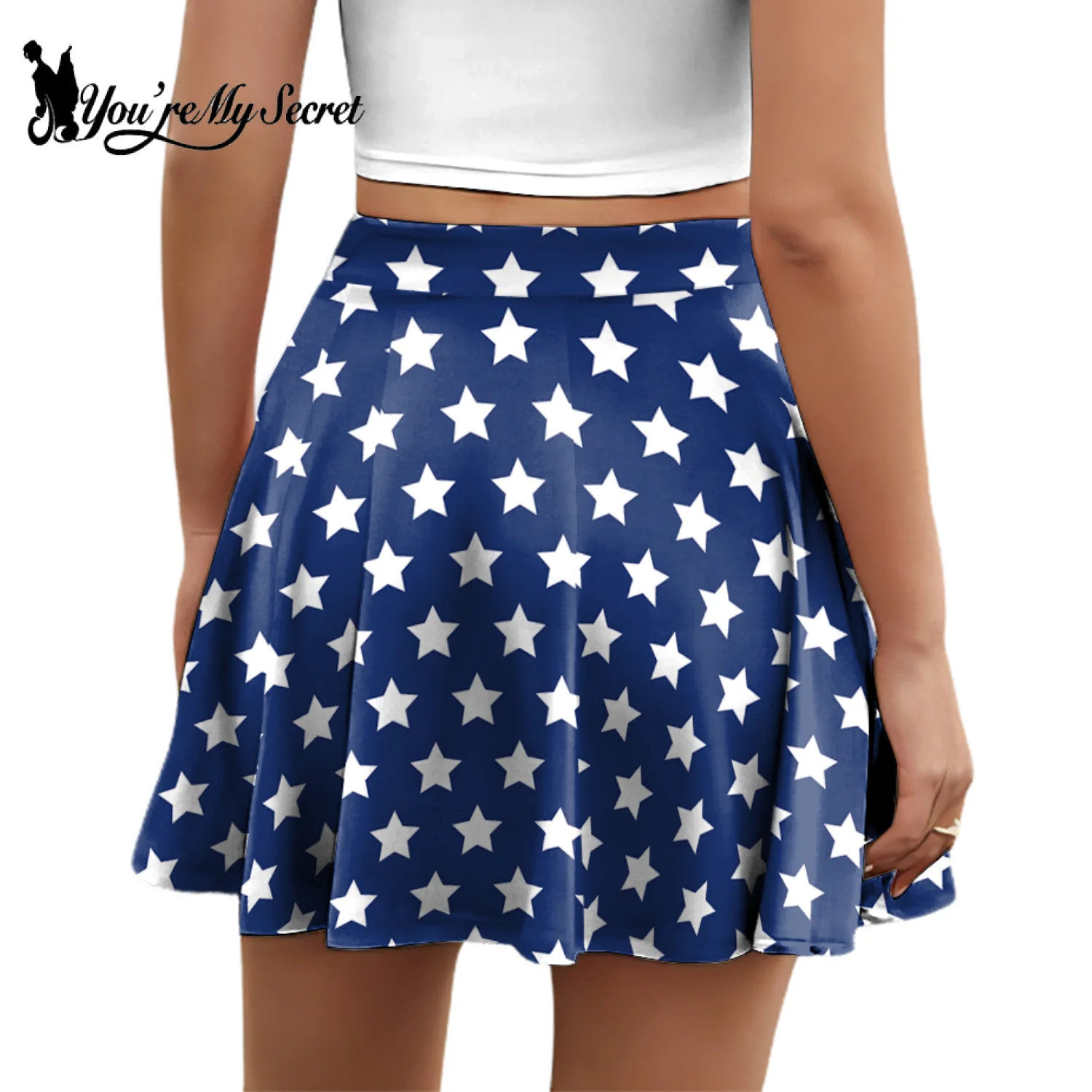 [You're My Secret] Women Pleated Skirt Vintage USA Flag Print Cheerleaders Skirt 4th of July Patriotic Outfit Casual Daily Wear