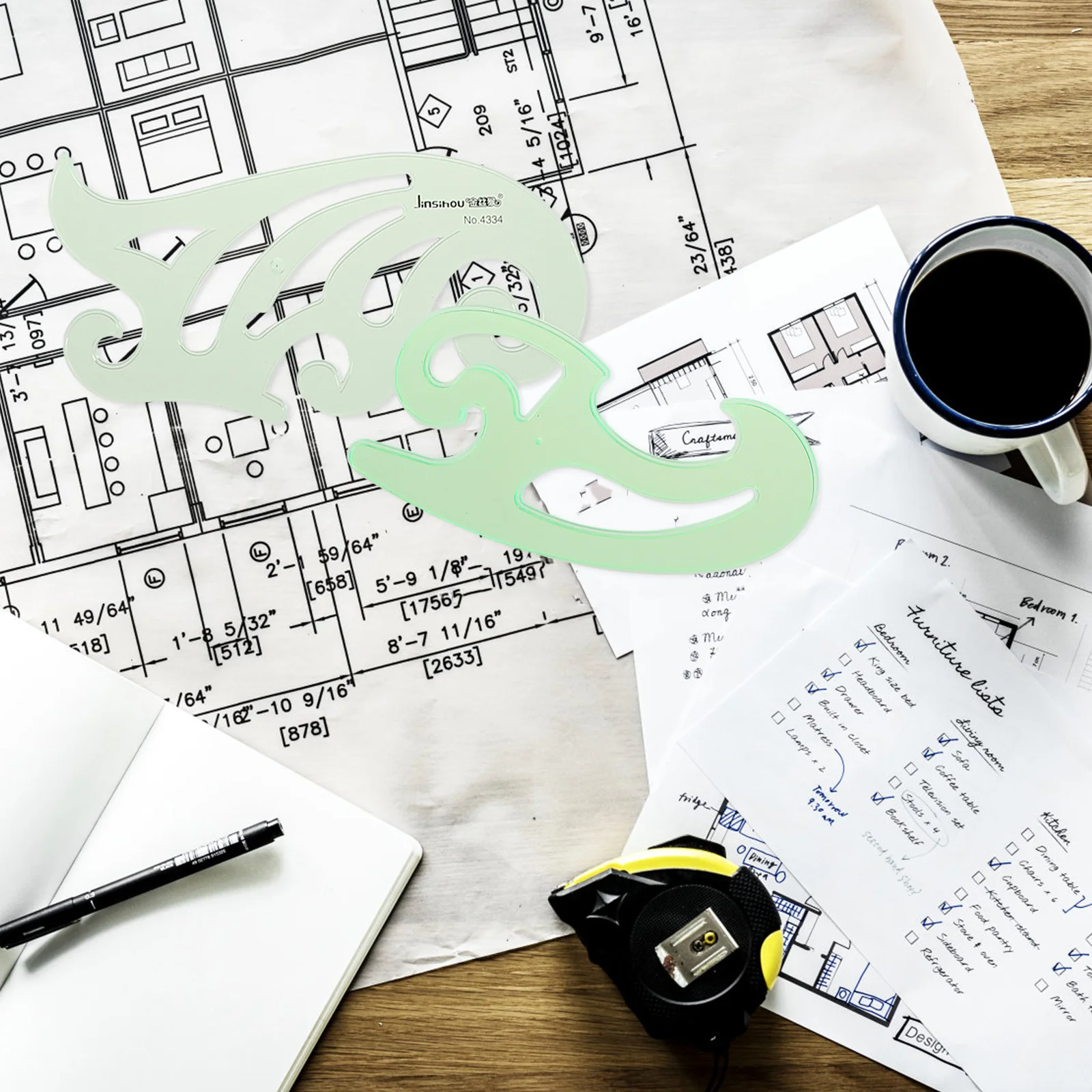 

6pcs Drawing Template Ruler Geometric Shapes Measuring Tool For Artists Architects Students Diy Design Architecture School