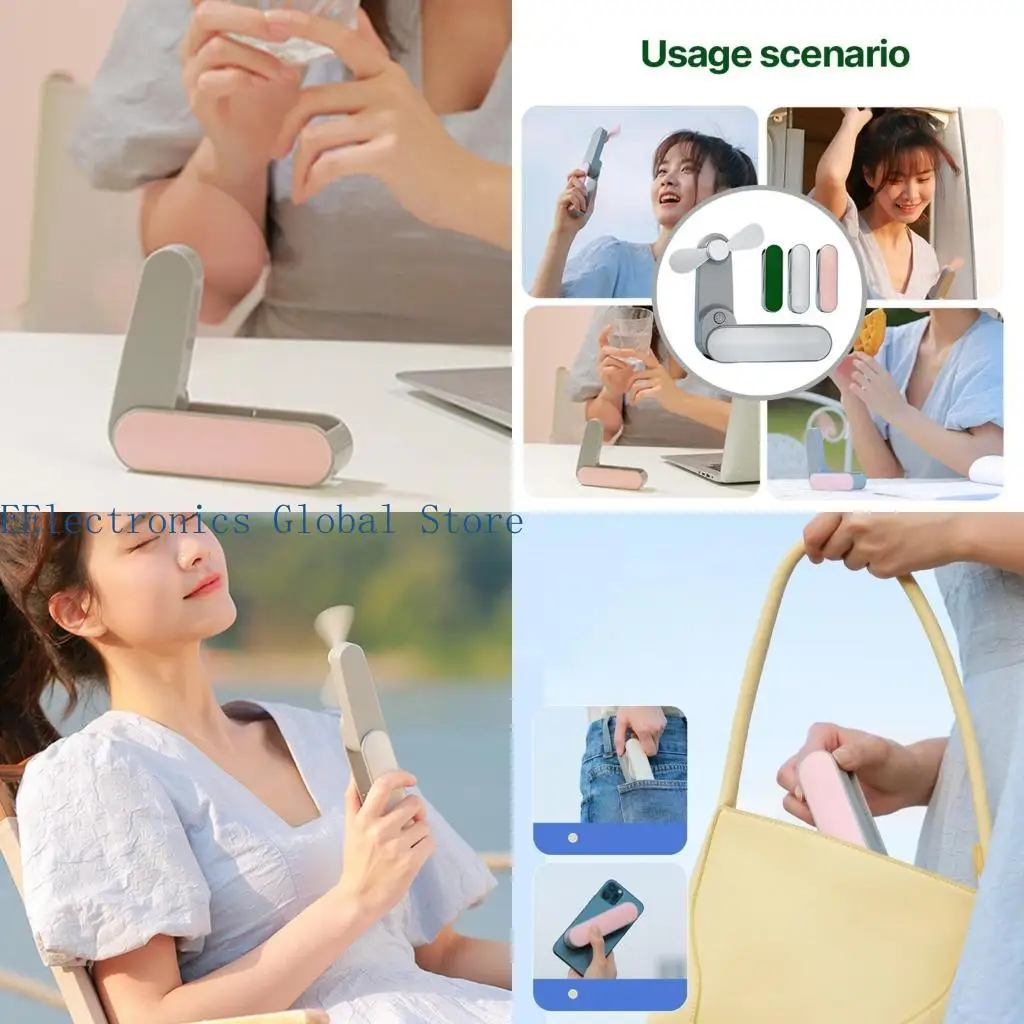 

462B Перезаряжаемый через USB портативный вентилятор Мощный портативный вентилятор на батарейках Складной мини-вентилятор для