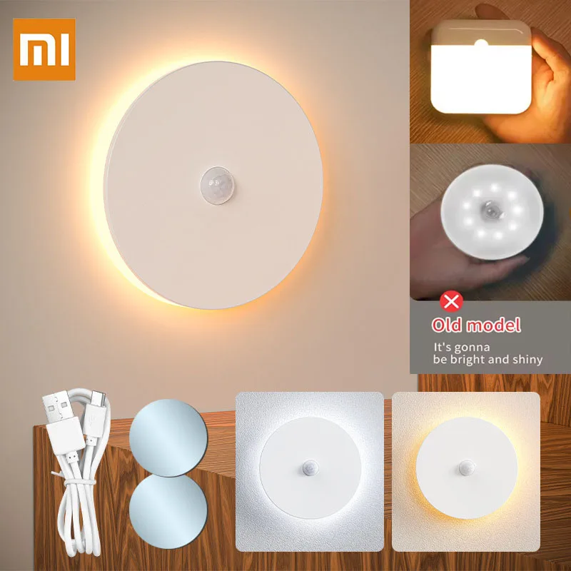 

Xiaomi Night Light With Motion Sensor Wireless LED USB Rechargeable Wall Lamp 2 Colors Side Lights For Room Stair Closet Kitchen