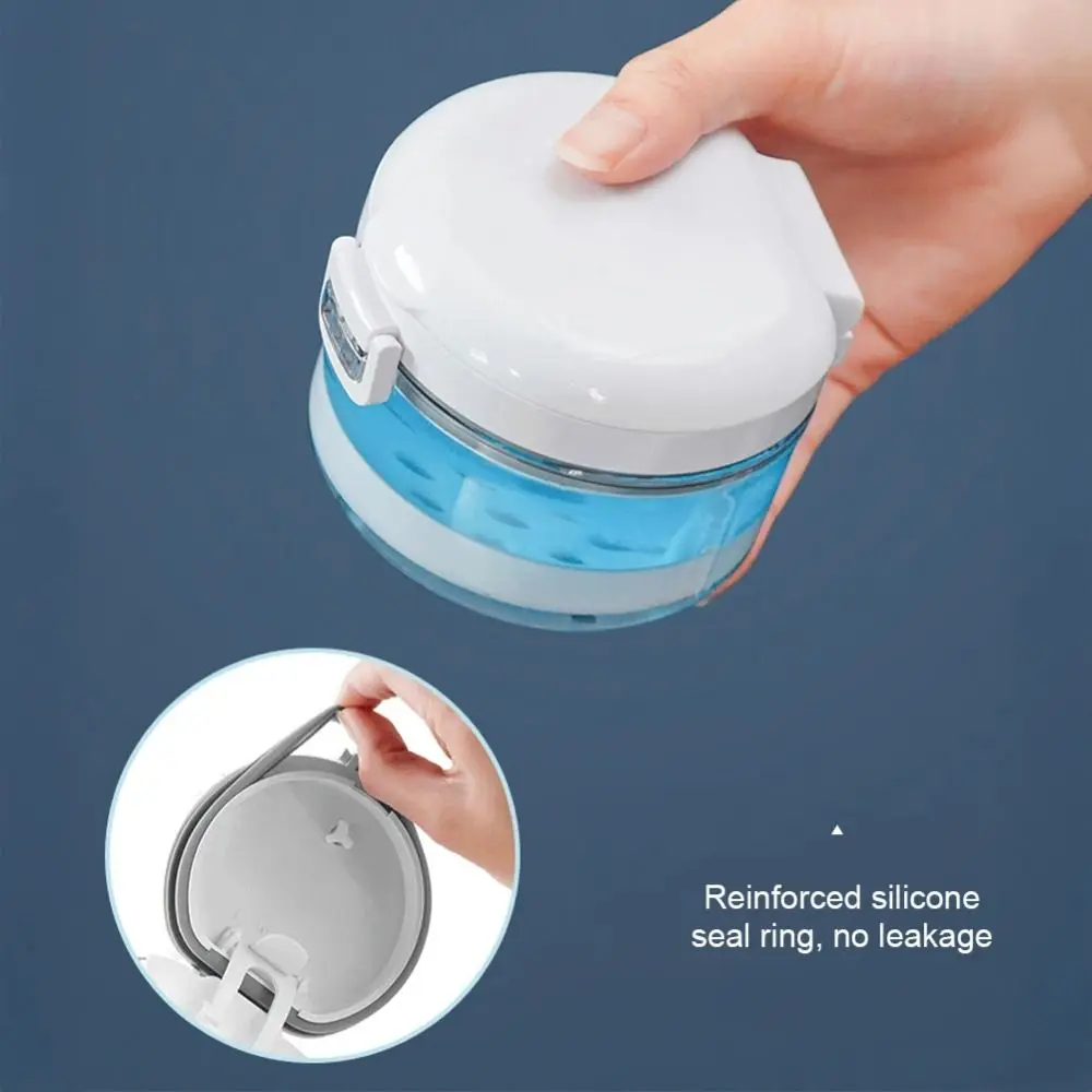 

Double Layer Orthodontic Retainer Box Leak-proof Draining Braces Storage Case Portable with Mirror Denture Soaking Cup