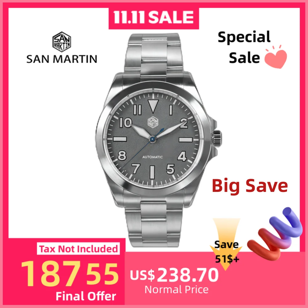

San Martin 40mm NH35 Explore Series Climbing Watch For Men Mechanical Sports On The Fly Adjustable Clasp 10Bar Waterproof SN0132