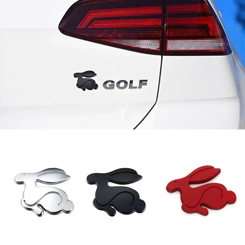 3D Metal Running Rabbit Emblem Car Sticker Rear Trunk Badge for Volkswagen VW Jetta Polo Golf 4 7 GTI Universal Car Accessories