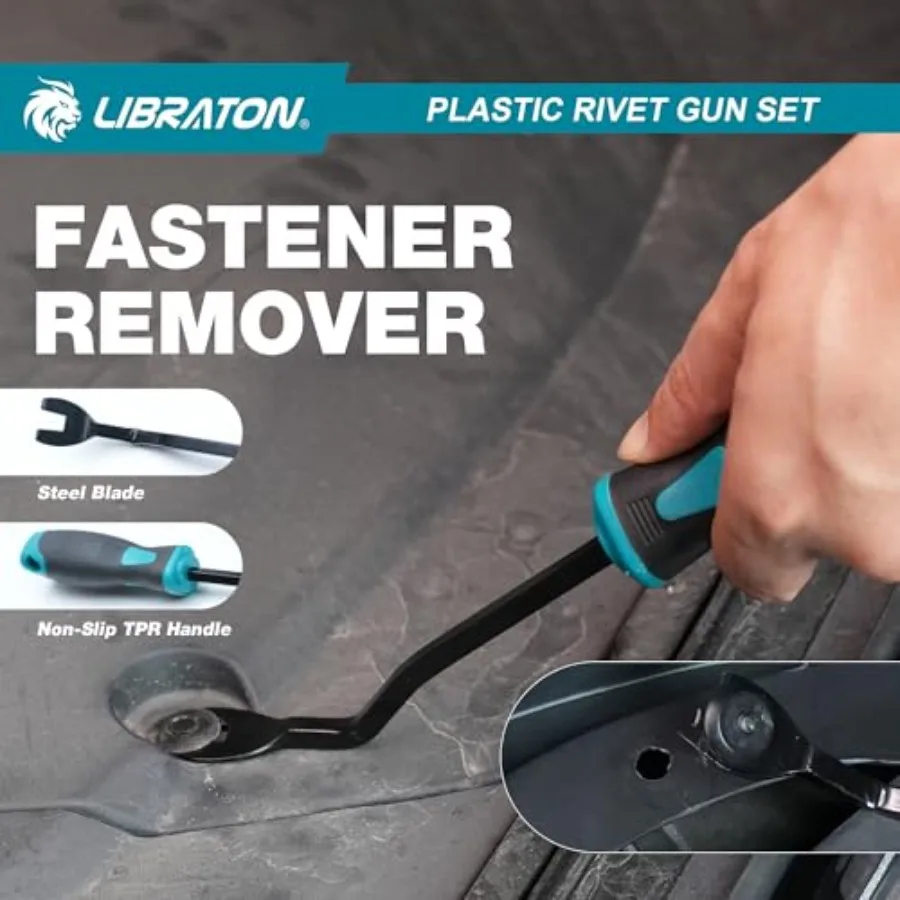 90度角度プラスチックリベットガンキット、4種類のサイズのナイロンリベット40個付き、自動車および電子機器用途向けユニバーサルノーズピース