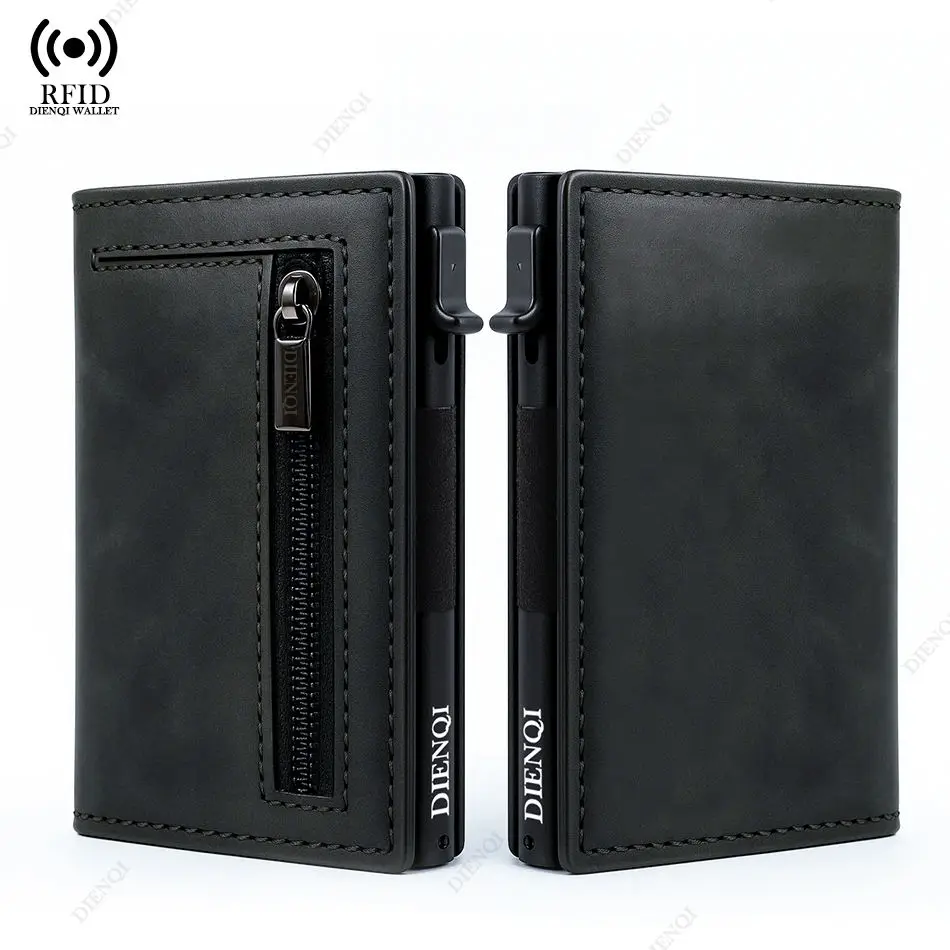 Rfid Slim Money Clip Credit Card Holder Wallets Men  Mini Handbags Card Clips Case Leather Magnetic Coin Purse Hand Bag for Men