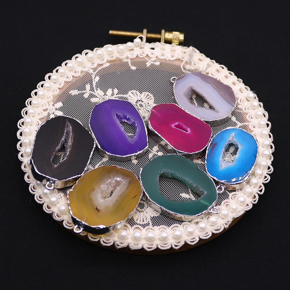 

Irregular Natural Crystal Quartz Single Hole Pendant Silver-plated Edge Wrapped Design Charms Accessory 1pc DIY Necklace Jewelry