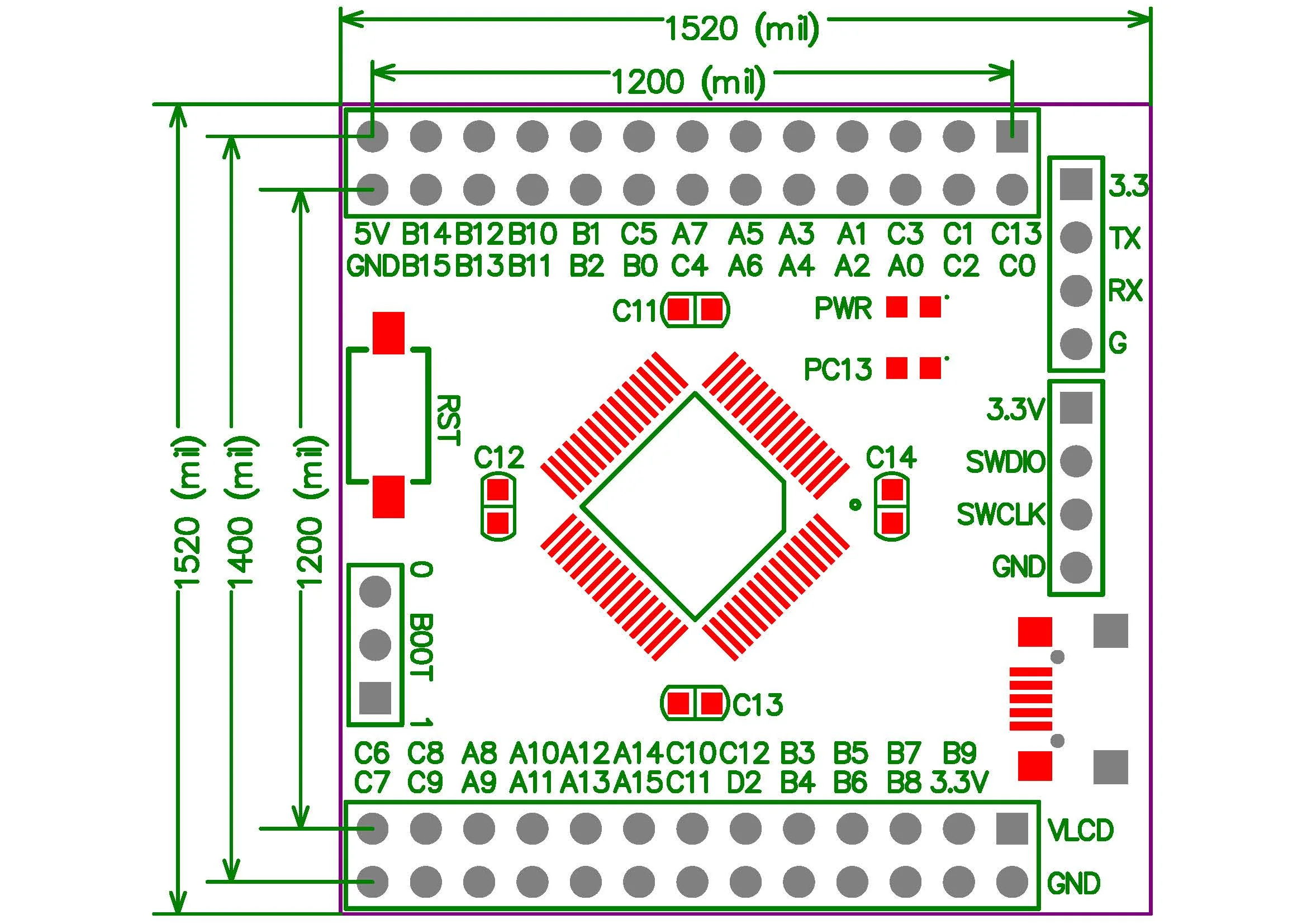 Stm32l151rct6 Core Board LCD St32l151ระบบ MCU LCD Development Board การใช้พลังงานต่ำ