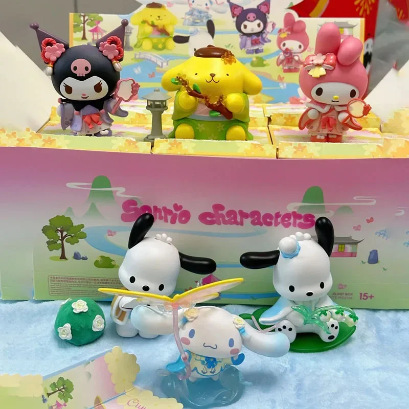 Miniso Sanrio nueva rima flor ropa serie caja ciega Kuromi Melody Pochacco figura de acción ornamento modelo juguete regalo de cumpleaños