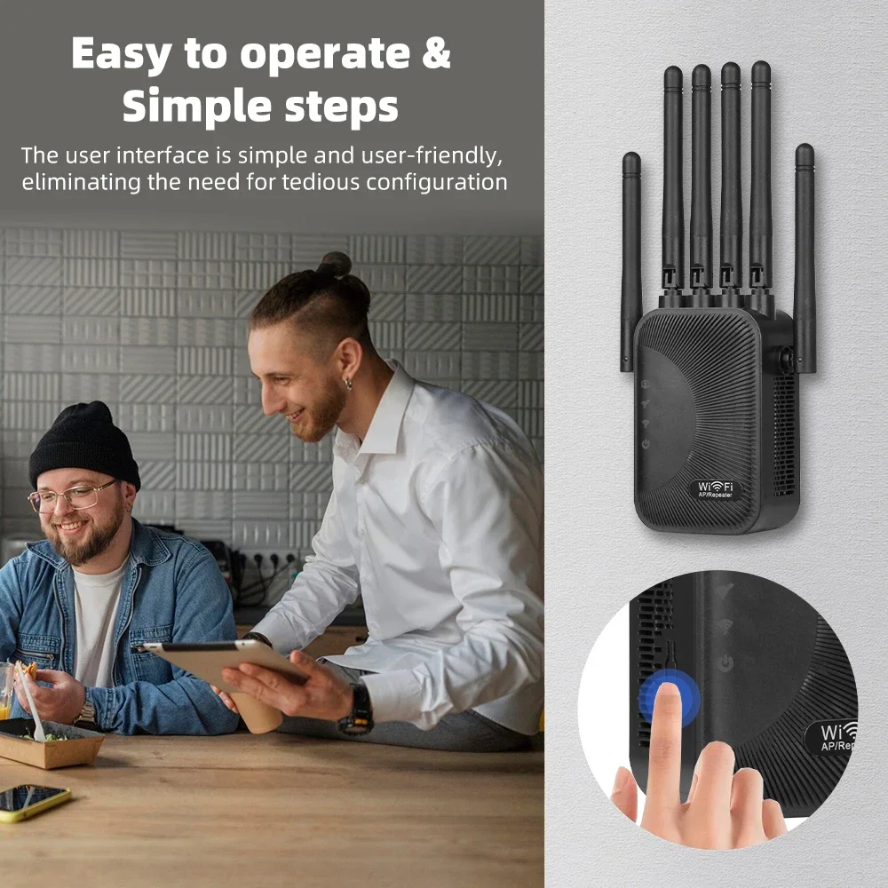 Regaton 1200Mbps Dual Band WiFi Extender, 2.4G+5.8G Wireless Signal Repeater Home WiFi Range Booster for Indoor Coverage Sa82ac6ab8d29498b9909b34d3e37de86W