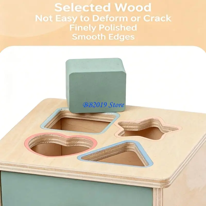 Q0KB Giocattolo ordinamento geometrico in legno dal design compatto per bambini con apprendimento del colore della forma e