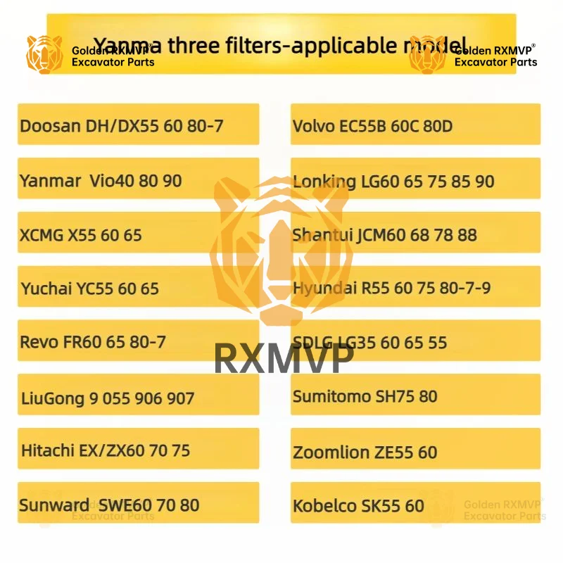 For Yanmar Engine 4tnv88/98/94 Excavator For Doosan Xcmg For Kobelco For Hyundai Engine Oil Diesel Air Filter Excavator Parts