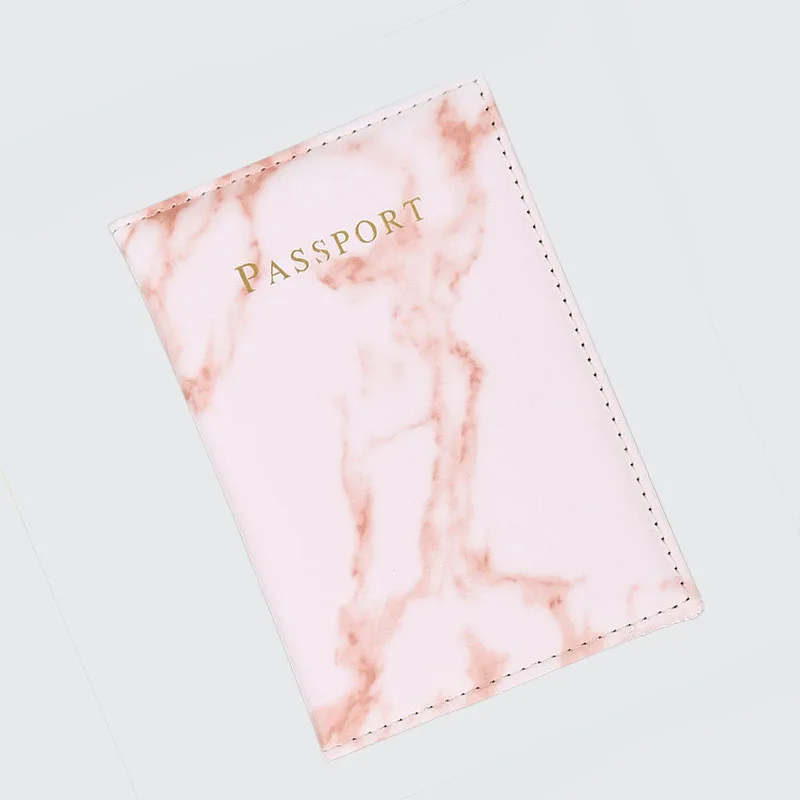 Marble Style Fashion Women Men Passport Cover for Car Documents Pu Leather Travel ID Credit Card Passport Holder Packet Wallet