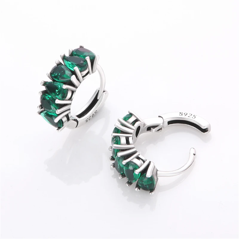 Women\'s 925 Sterling Silver Colorful Shiny Zircon Circle Fashionable Earrings Fit For At Wedding Party Exquisite Gift Jewelry