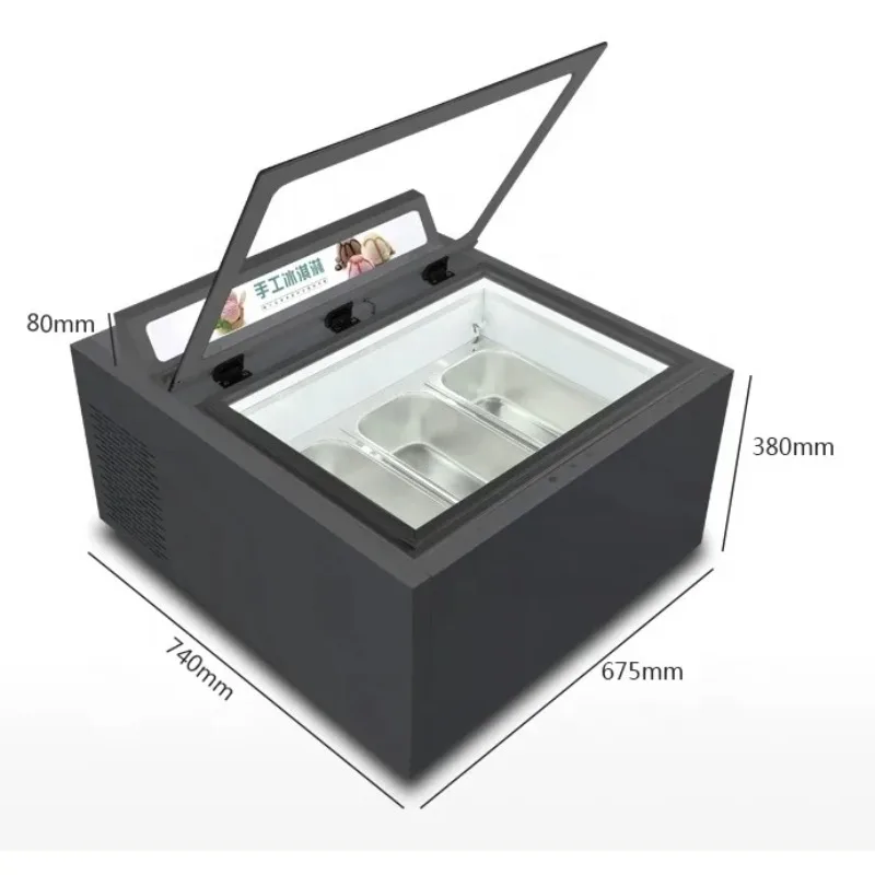 Marble Desktop Self-Service Open-Door Freezer Ice Cream Yogurt Display Cabinet With Compressor For Cake & Cooler Application