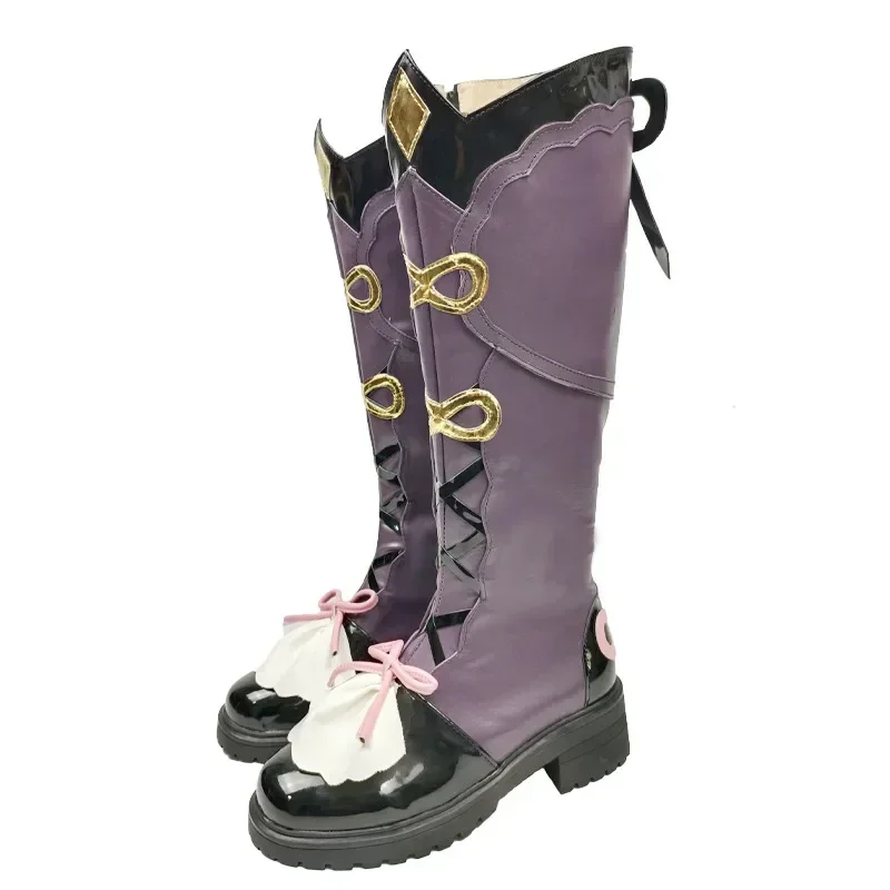 Cossun genshin impacto yunjin cosplay sapatos anime yun jin botas altas halloween cosplay acessórios de fantasia adereços