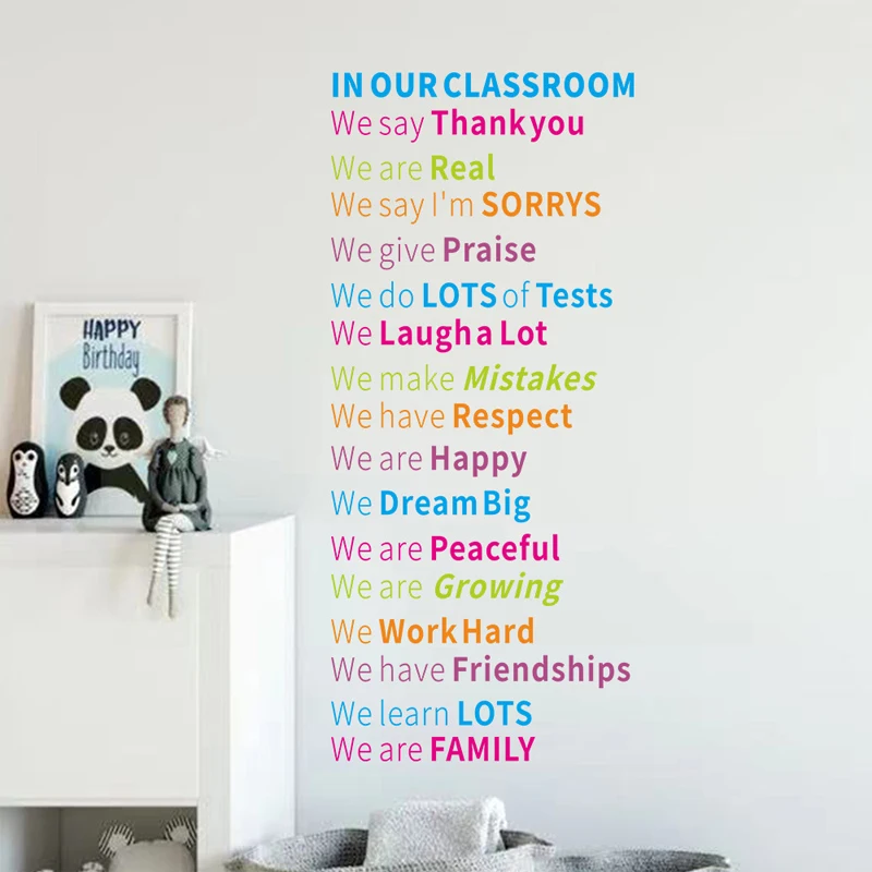 1Sheet Slogan Graphic Wall Stickers For Children Creative English Wallpaper For The Beginning Of The School Season Wall Art