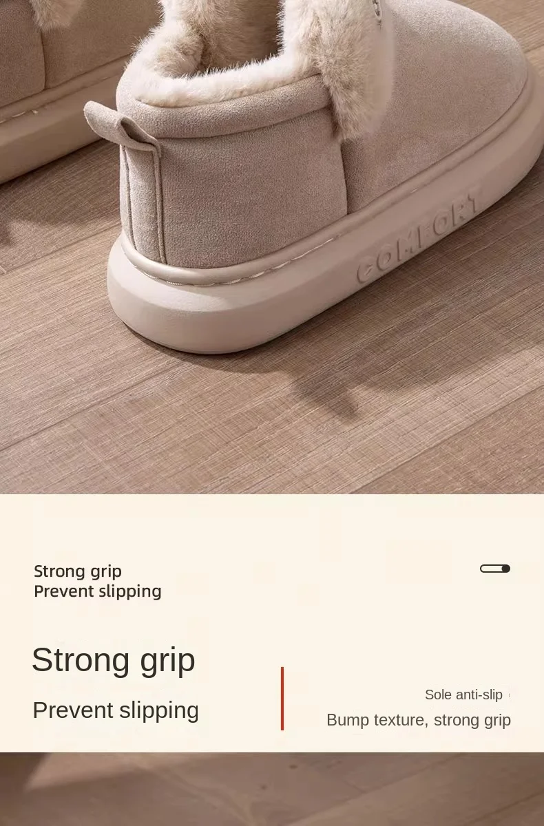 Winter Warme Hausschuhe Indoor Outdoor Baumwolle Plüsch Schuhe Eva Leichte Gemütliche Pelz Futter Für Männer Frauen Familie Komfort – Detail 6