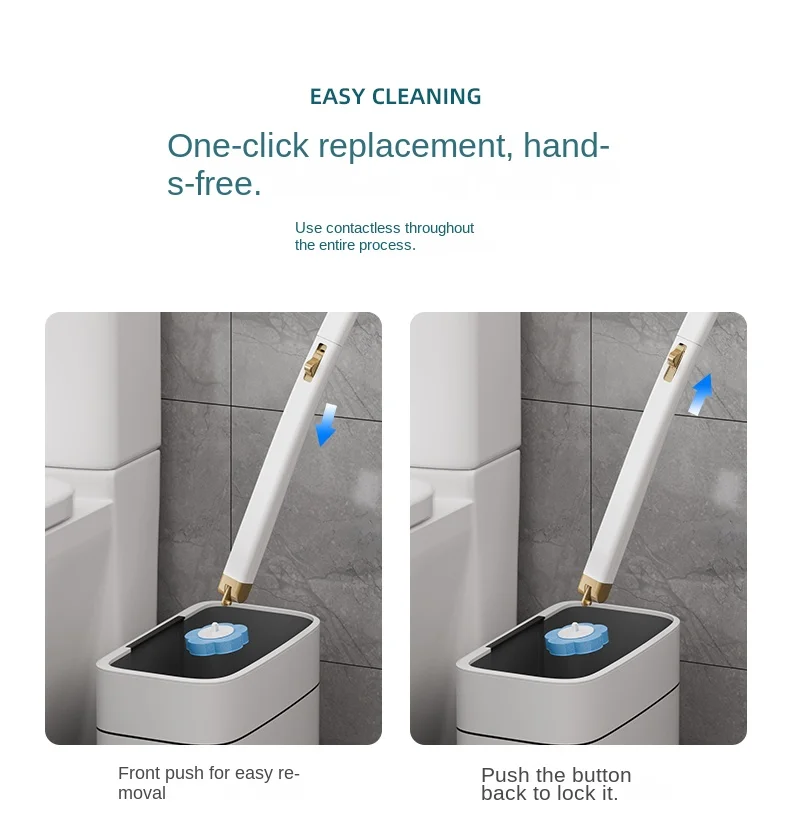 1 Set Wandmontierter Einweg-Toilettenbürste mit langem Griff, inklusive integrierter antibakterieller Reinigungsflüssigkeit und Ersatzbürstenköpfen, für eine gründliche und hygienische Reinigung ohne schwer zugängliche Stellen. – Detail 12