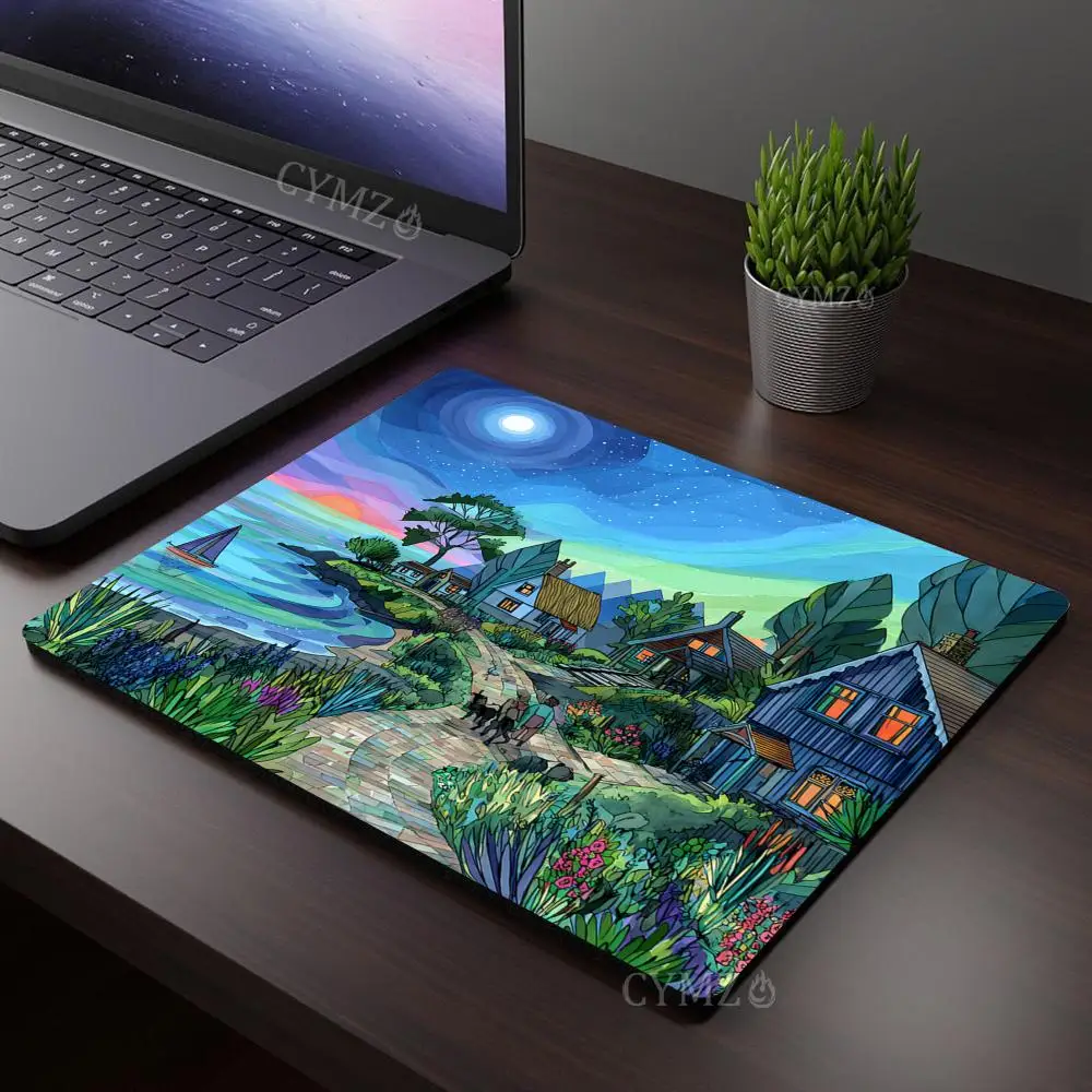 

Полный луна, звездное небо, креативная иллюстрация, маленький коврик для мыши, настольный коврик с прошитыми краями, прочный нескользящий игровой коврик, офисный коврик для ноутбука