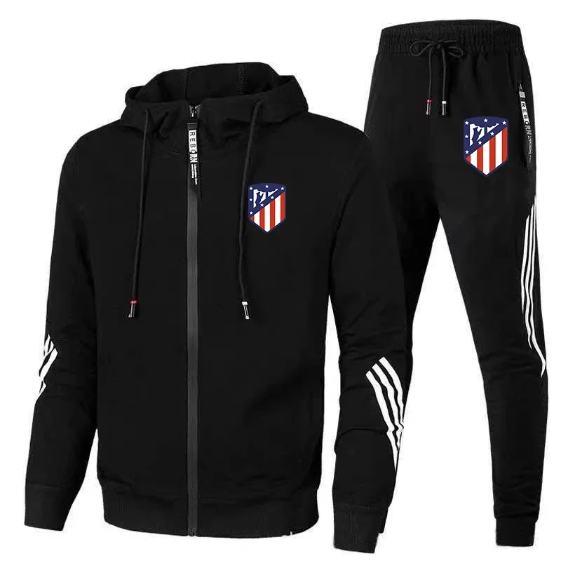 Nuovo set di abbigliamento sportivo di lusso da uomo autunno/inverno 2024 Felpa con cappuccio e pantaloni da jogging Attività all\'aperto in 2 pezzi