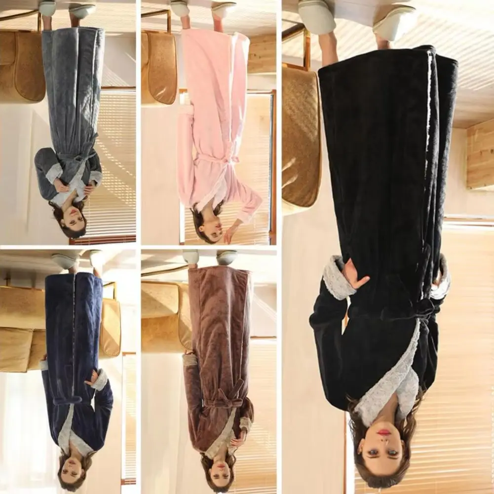 

Flannel Nightgown Winter Women's Bathrobe Autumn And Winter Thick And Extended Version Soft Flannel Robe Plush Long Lounge Robes