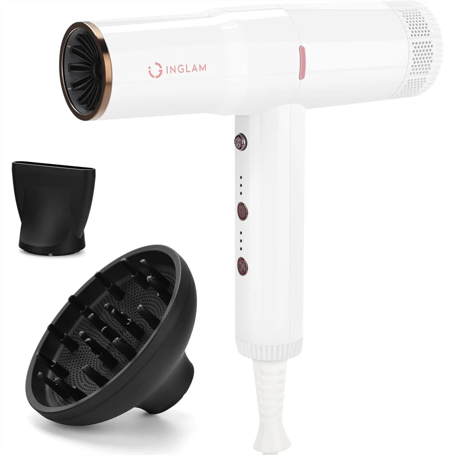 High Speed Hair Dryer with 110,000 RPM Motor, Negative Ion Blow Dryer Low Noise, 3 Heat & Speed Settings for Travel Home Salon