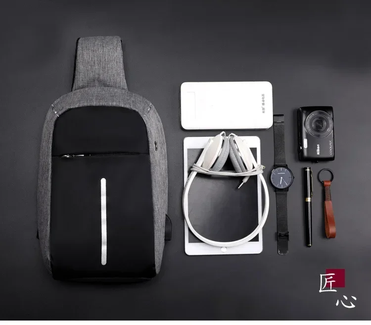 New Waterproof and Wear-resistant USB Multifunctional Charging Large Capacity Anti-theft Chest Bag and Shoulder Bag Sling Bag